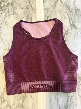 Fabletics Heathered pink Plum Seamless Crop Sports Bra